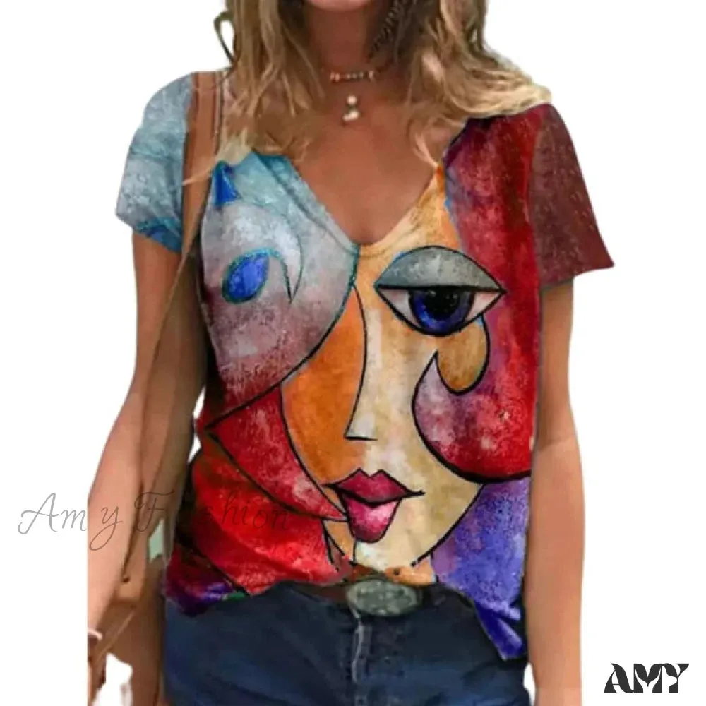 Amy Fashion - Women's Summer Casual Oversize Print Shirt