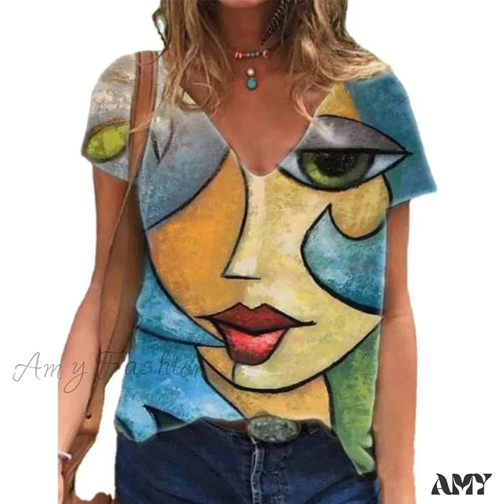 Amy Fashion - Women's Summer Casual Oversize Print Shirt