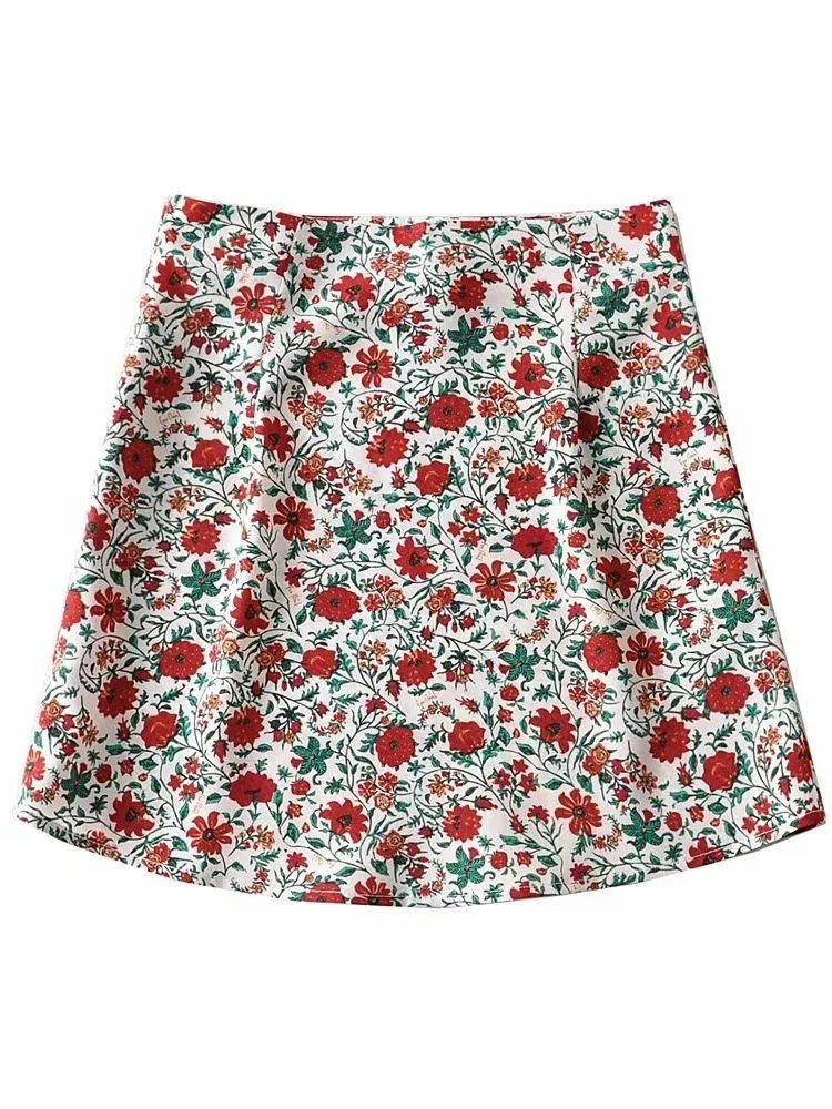 Boho Floral Print Mini Skirt