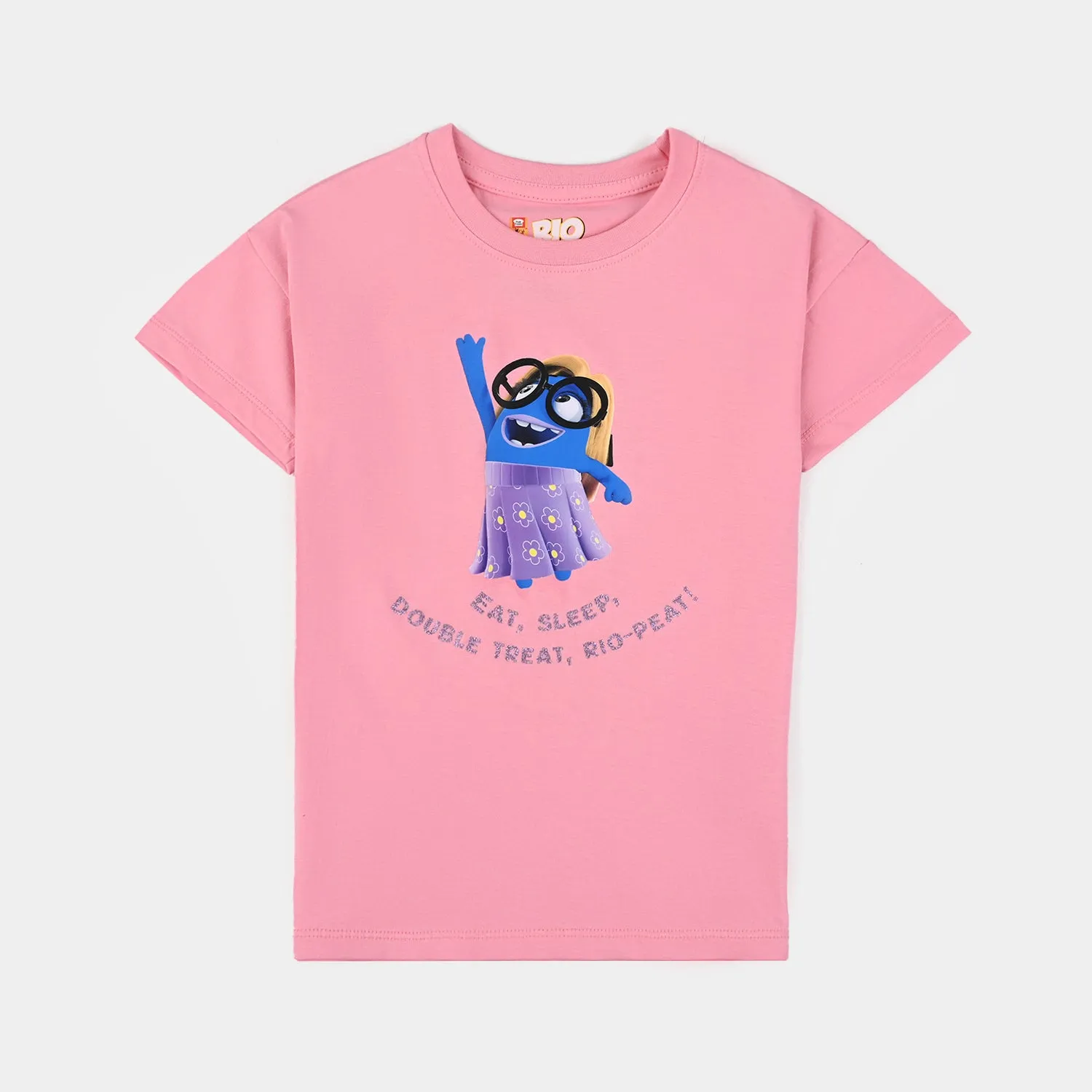 BP RIO MEET THE OBOS Girls Cotton Jersey T-Shirt H/S -Pink