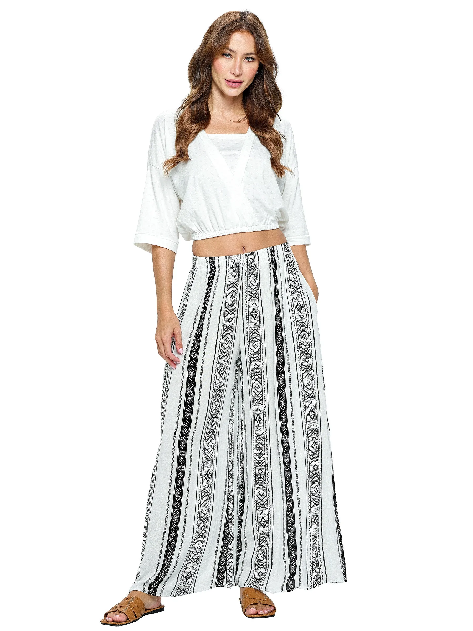 Brown Pants Palazzo Tribal Print