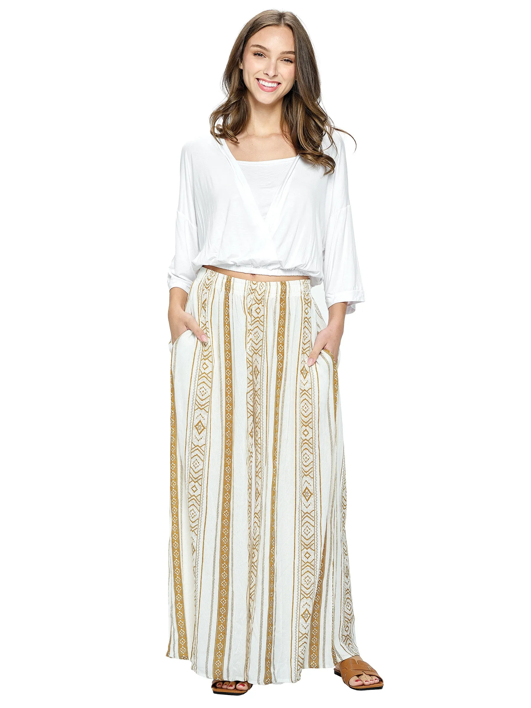 Brown Pants Palazzo Tribal Print