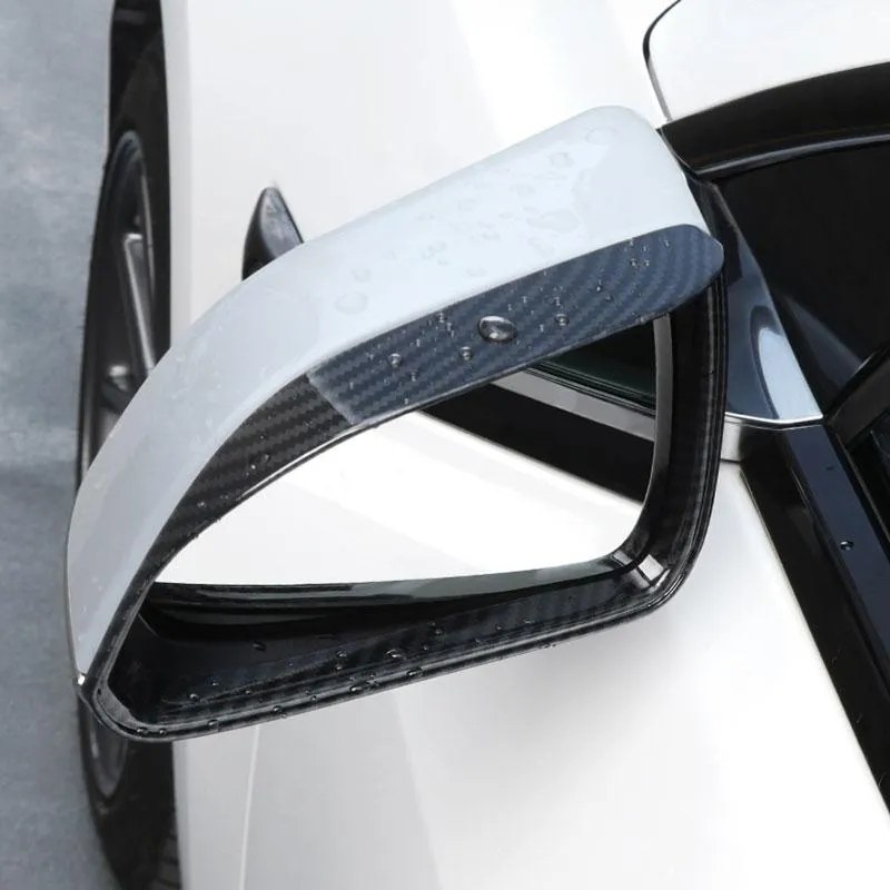 Car Rearview Mirror Cover Side for Tesla Model 3 Accessories Rain Guard Shield Rear View Mirror Guard Cover Trims ABS Car Exterior Accessory 2pcs (Bright carbon fiber)