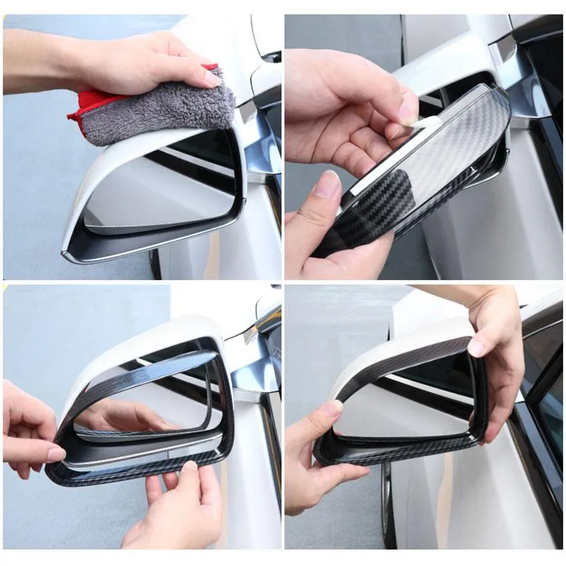 Car Rearview Mirror Cover Side for Tesla Model 3 Accessories Rain Guard Shield Rear View Mirror Guard Cover Trims ABS Car Exterior Accessory 2pcs (Bright carbon fiber)