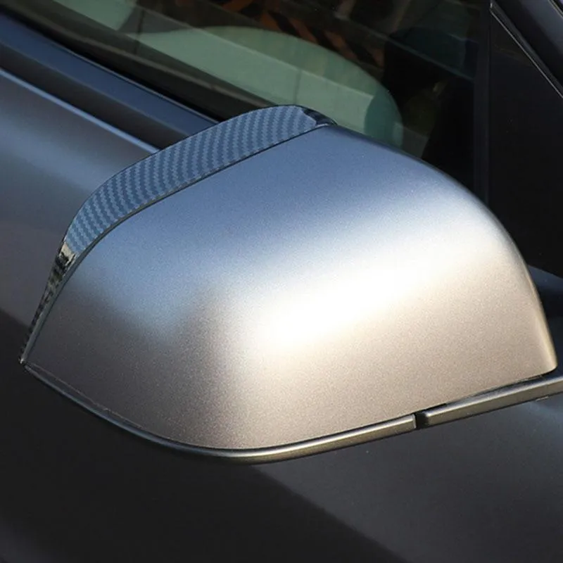 Car Rearview Mirror Cover Side for Tesla Model 3 Accessories Rain Guard Shield Rear View Mirror Guard Cover Trims ABS Car Exterior Accessory 2pcs (Bright carbon fiber)