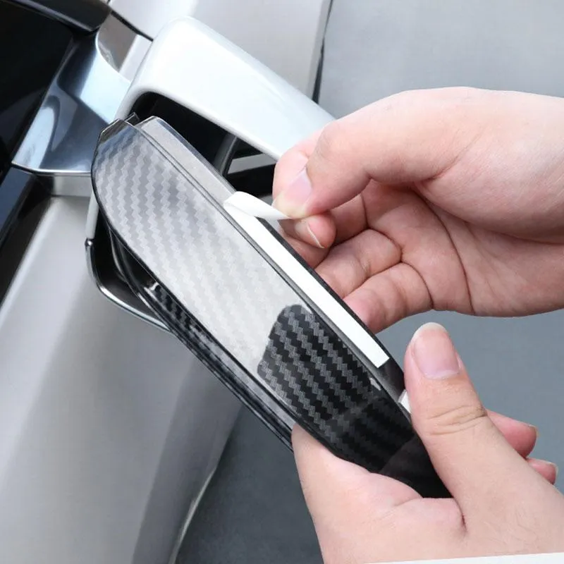 Car Rearview Mirror Cover Side for Tesla Model 3 Accessories Rain Guard Shield Rear View Mirror Guard Cover Trims ABS Car Exterior Accessory 2pcs (Bright carbon fiber)