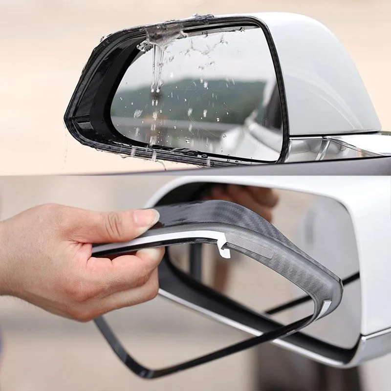 Car Rearview Mirror Cover Side for Tesla Model 3 Accessories Rain Guard Shield Rear View Mirror Guard Cover Trims ABS Car Exterior Accessory 2pcs (Bright carbon fiber)