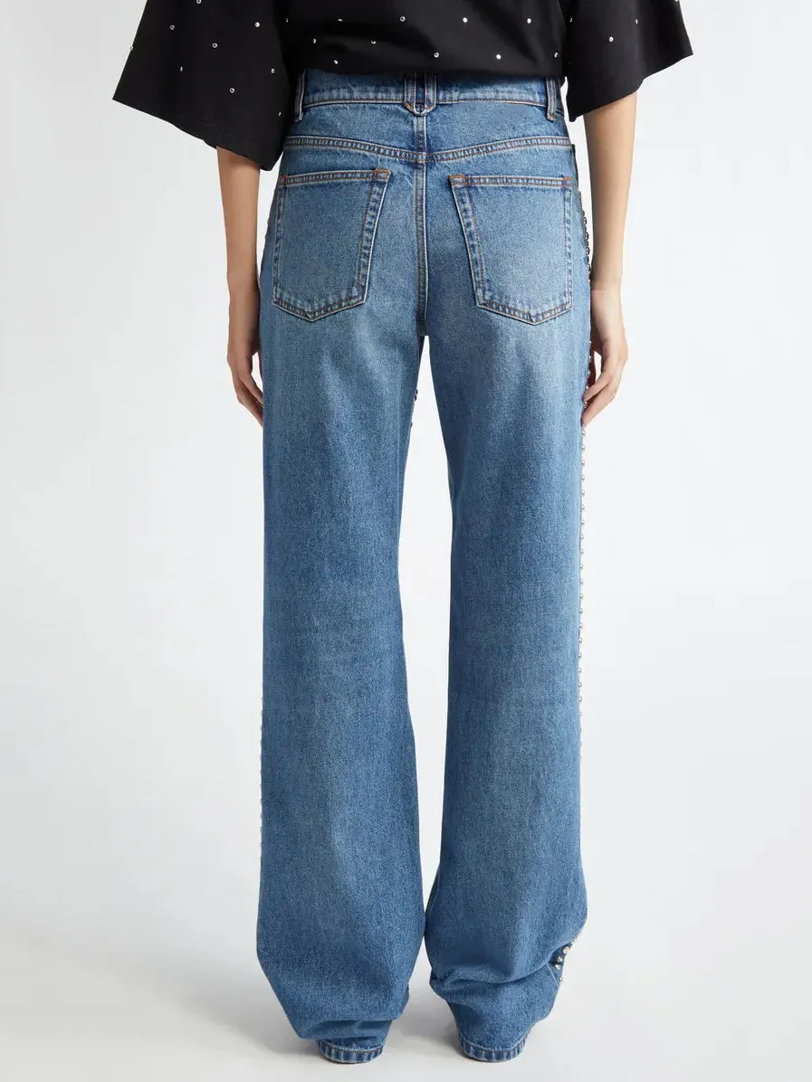 Chaps Studded Denim Wide Leg Jeans