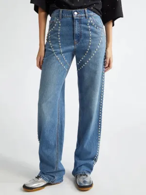 Chaps Studded Denim Wide Leg Jeans