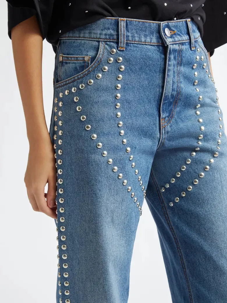 Chaps Studded Denim Wide Leg Jeans