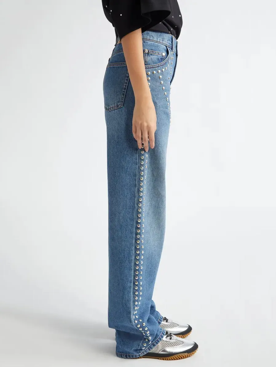 Chaps Studded Denim Wide Leg Jeans