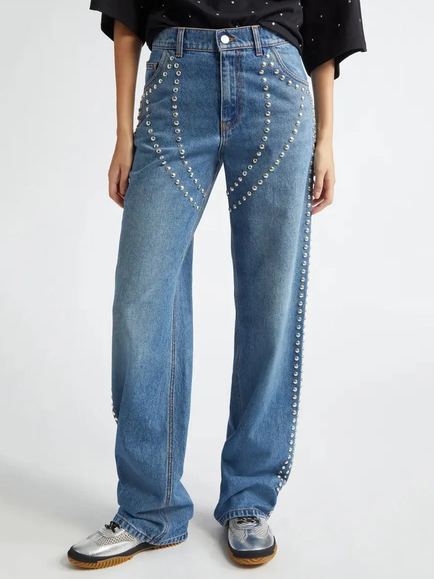 Chaps Studded Denim Wide Leg Jeans