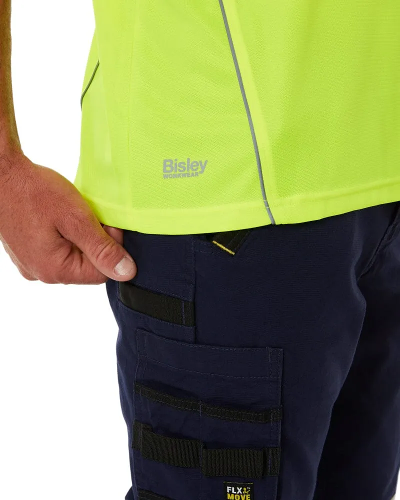 Cool Mesh Polo Shirt With Reflective Piping - Hi Vis Yellow
