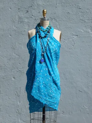Crinkle Cotton Pareo Sarong In Turquoise