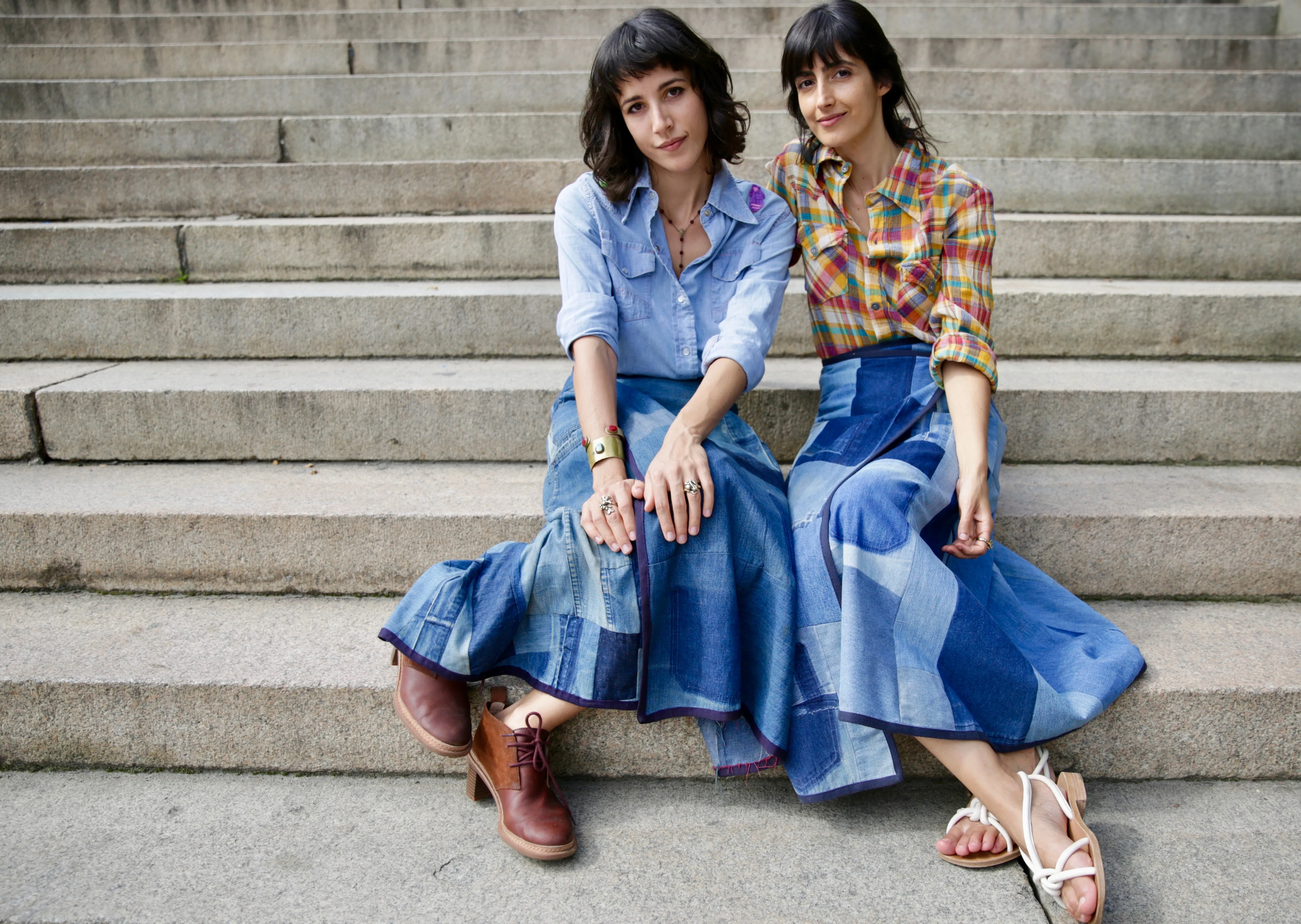 Daniela Denim Patchwork Wrap-skirt