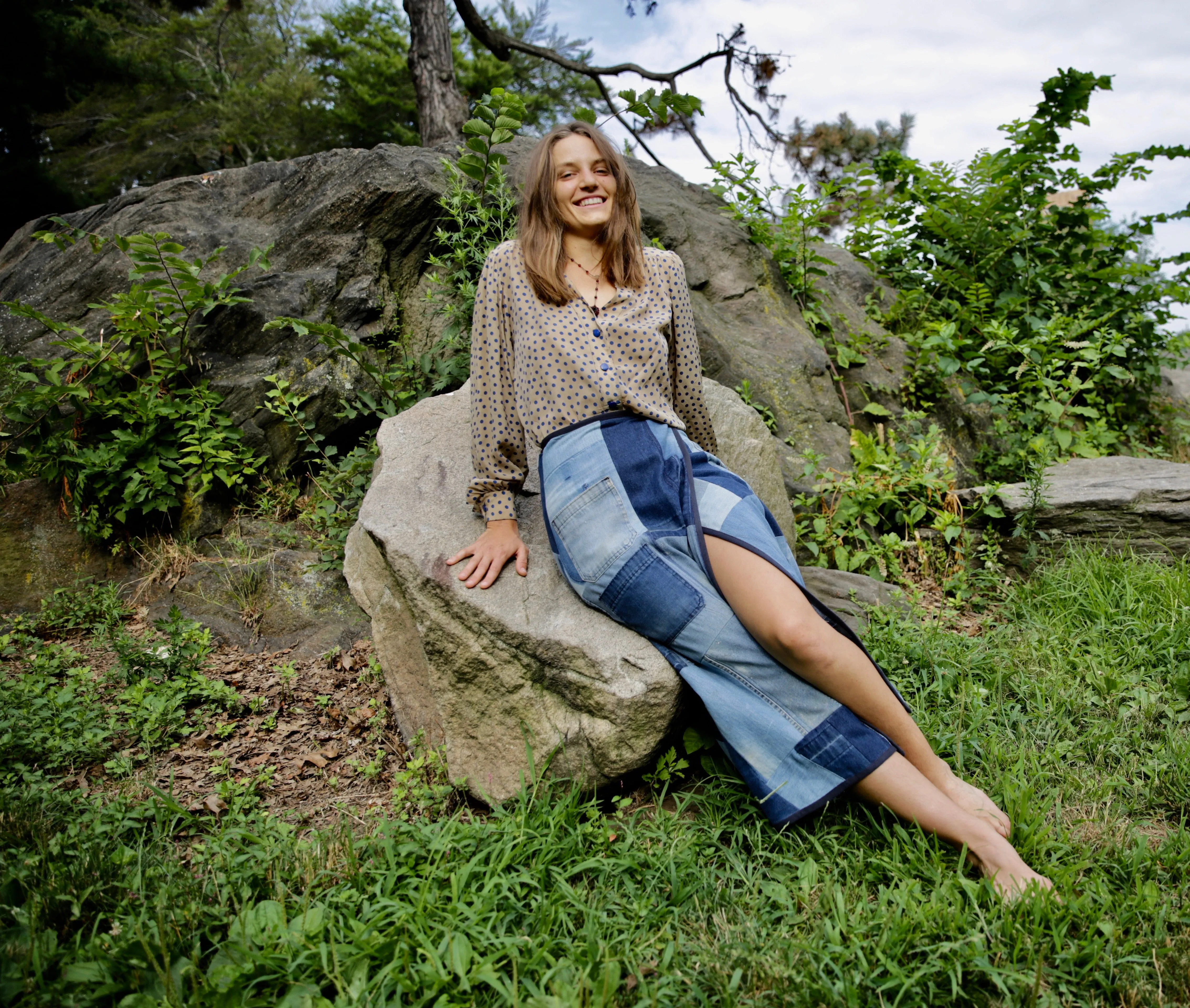 Daniela Denim Patchwork Wrap-skirt