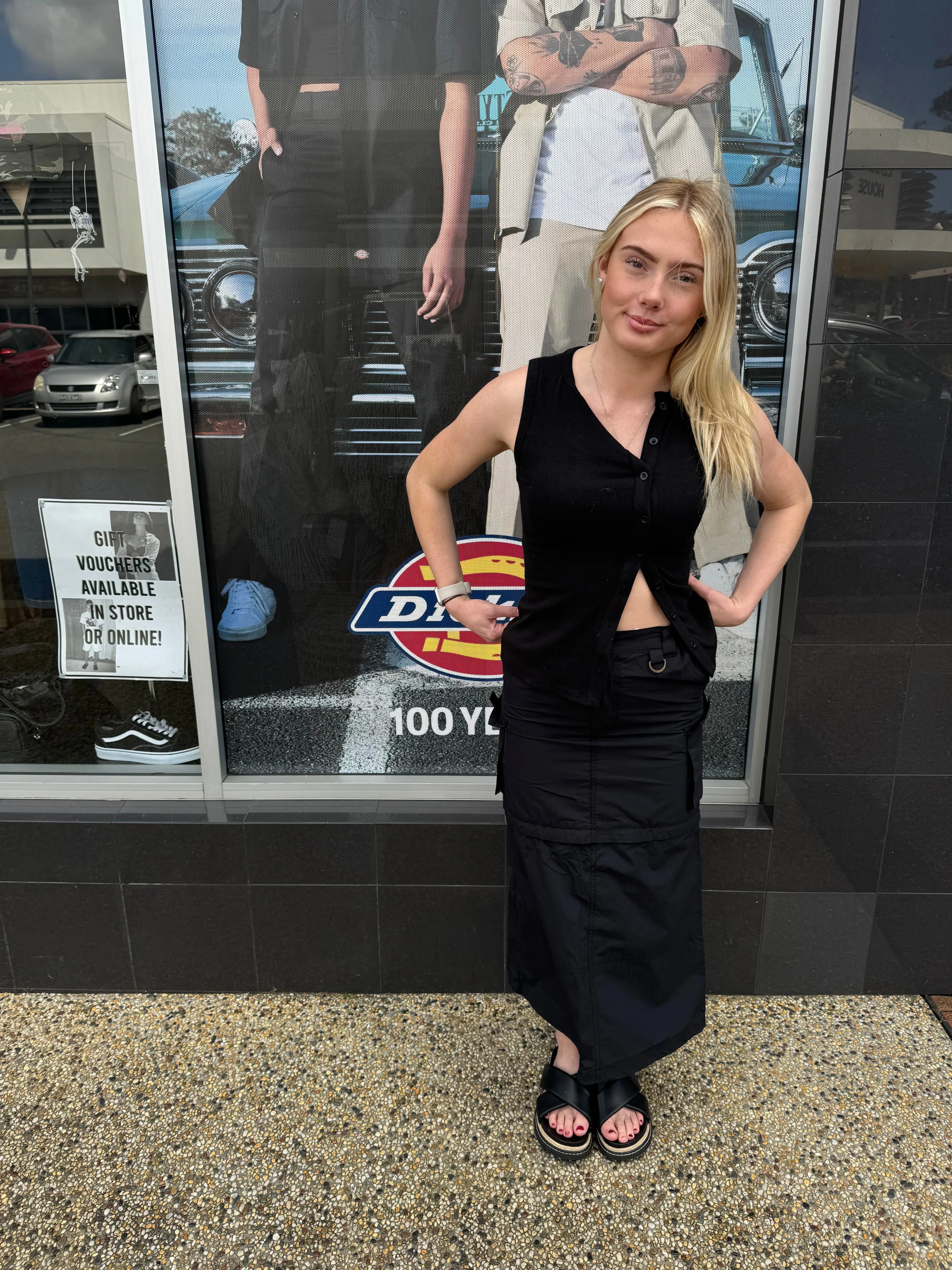 DICKIES EDINBURGH ZIP OFF MAXI CARGO SKIRT - BLACK