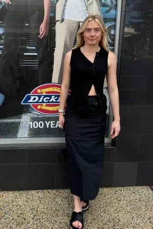 DICKIES EDINBURGH ZIP OFF MAXI CARGO SKIRT - BLACK