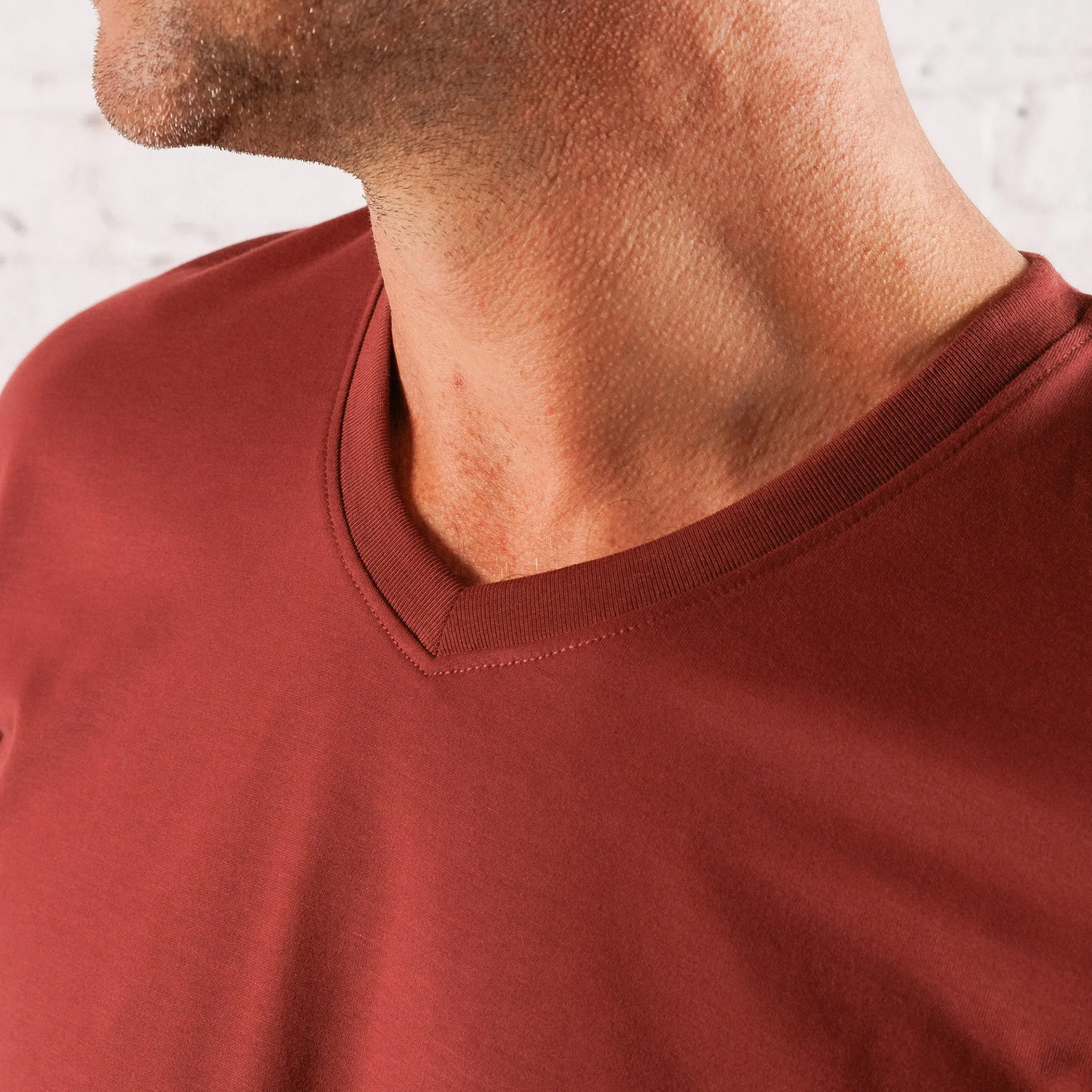 Everyday Tee with V-Neck in Crimson