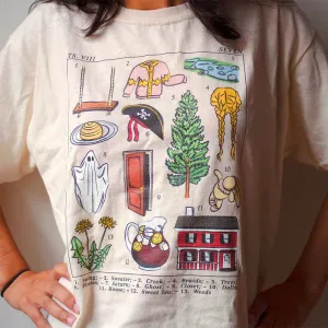 Flytonn-Retro sports style outfit streetwear 90s fashion 2024 Summer Taylor Swift Folklore Seven Inspired Graphic  Women T-Shirt Khaki Loose Cotton Short Sleeve Tops Ins Fashion Tees