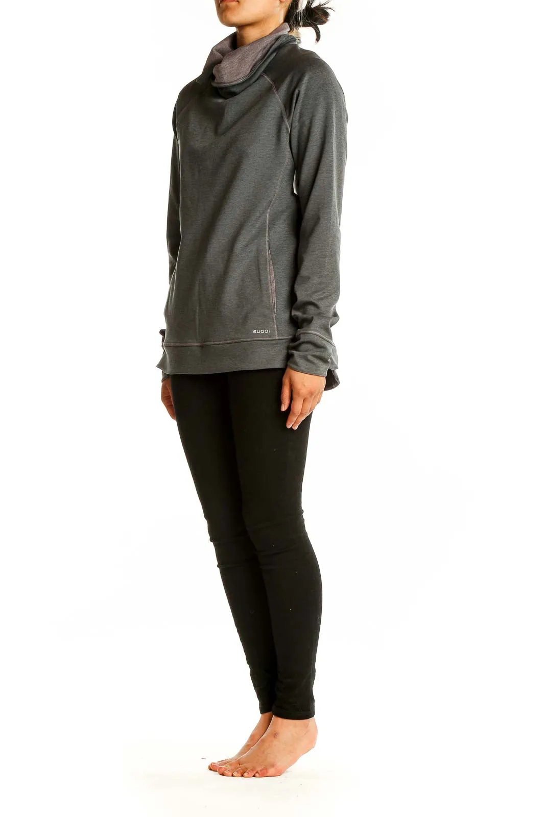 Gray Cowl Neck Athletic Pullover
