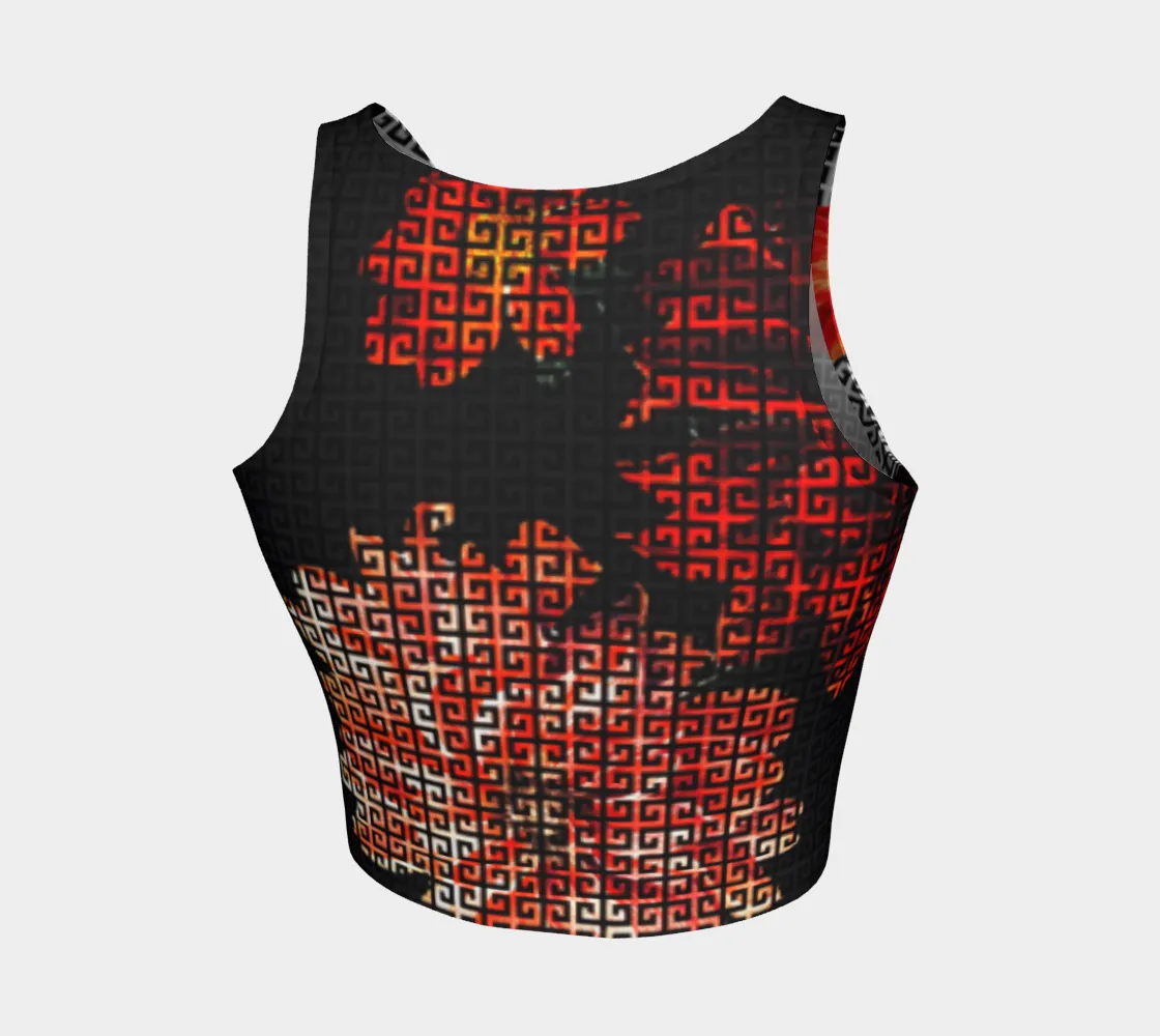 Greek Key Floral Crop Top