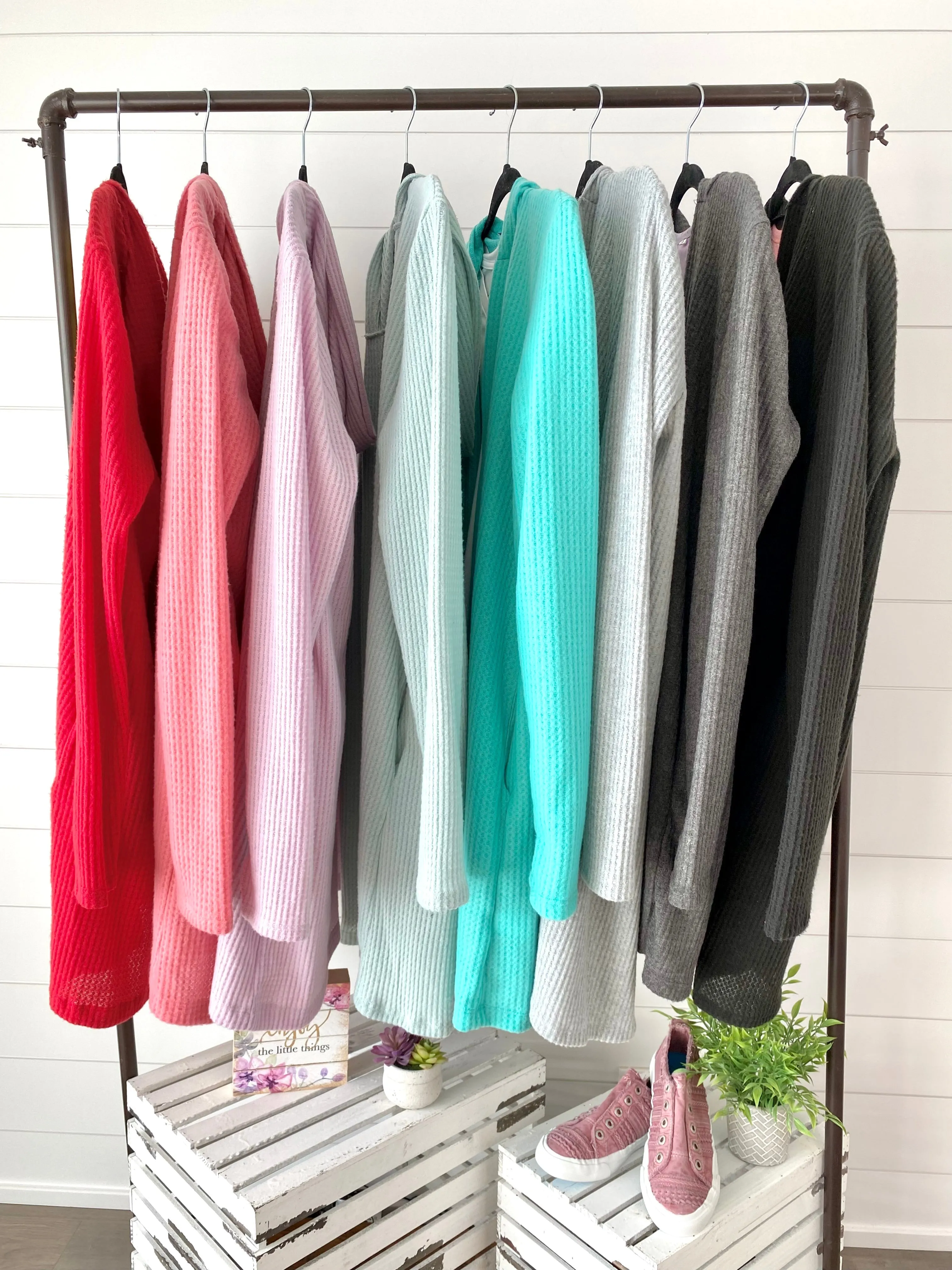 IN STOCK Claire Hooded Waffle Cardigan - Charcoal