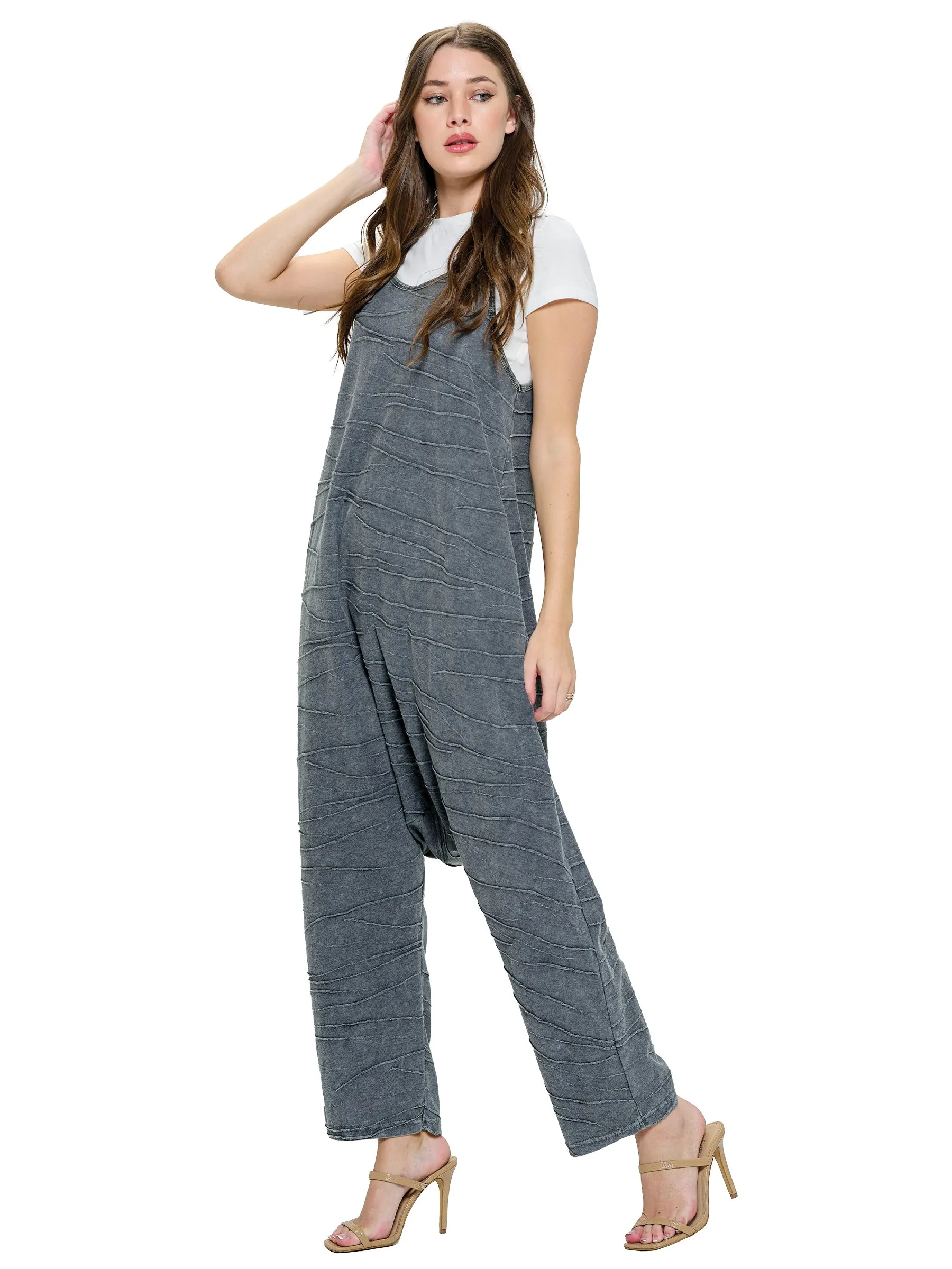 Jumpsuit Vintage Washed Textured Fabric
