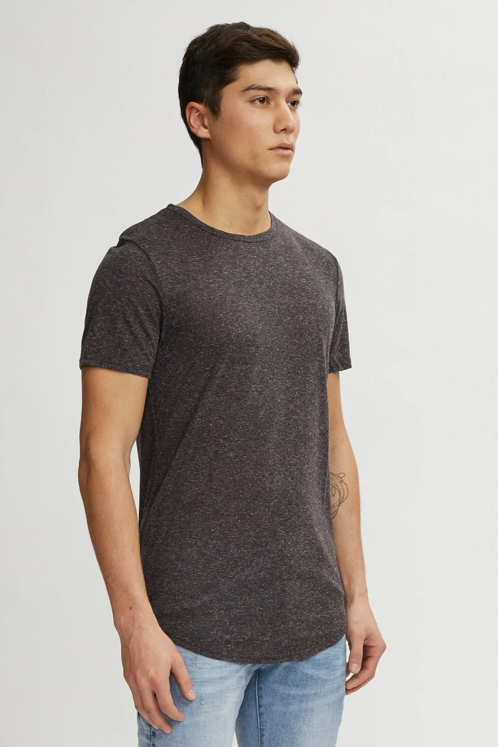 Linen Hi-Lo Tee - Mix Black