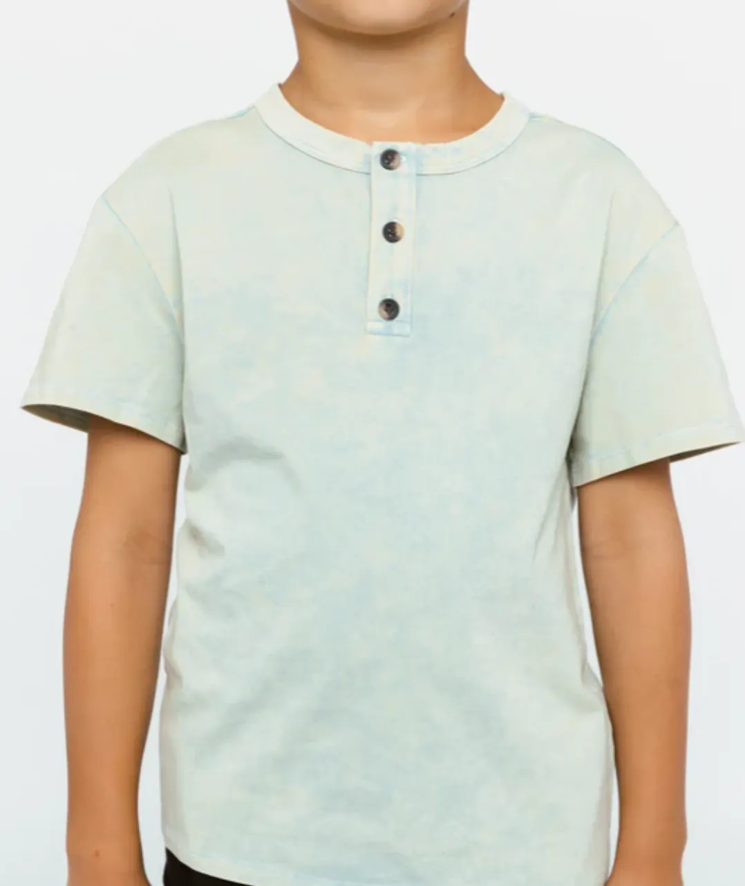 Little Bipsy - Jersey Henley Tee in Green Wash (7)