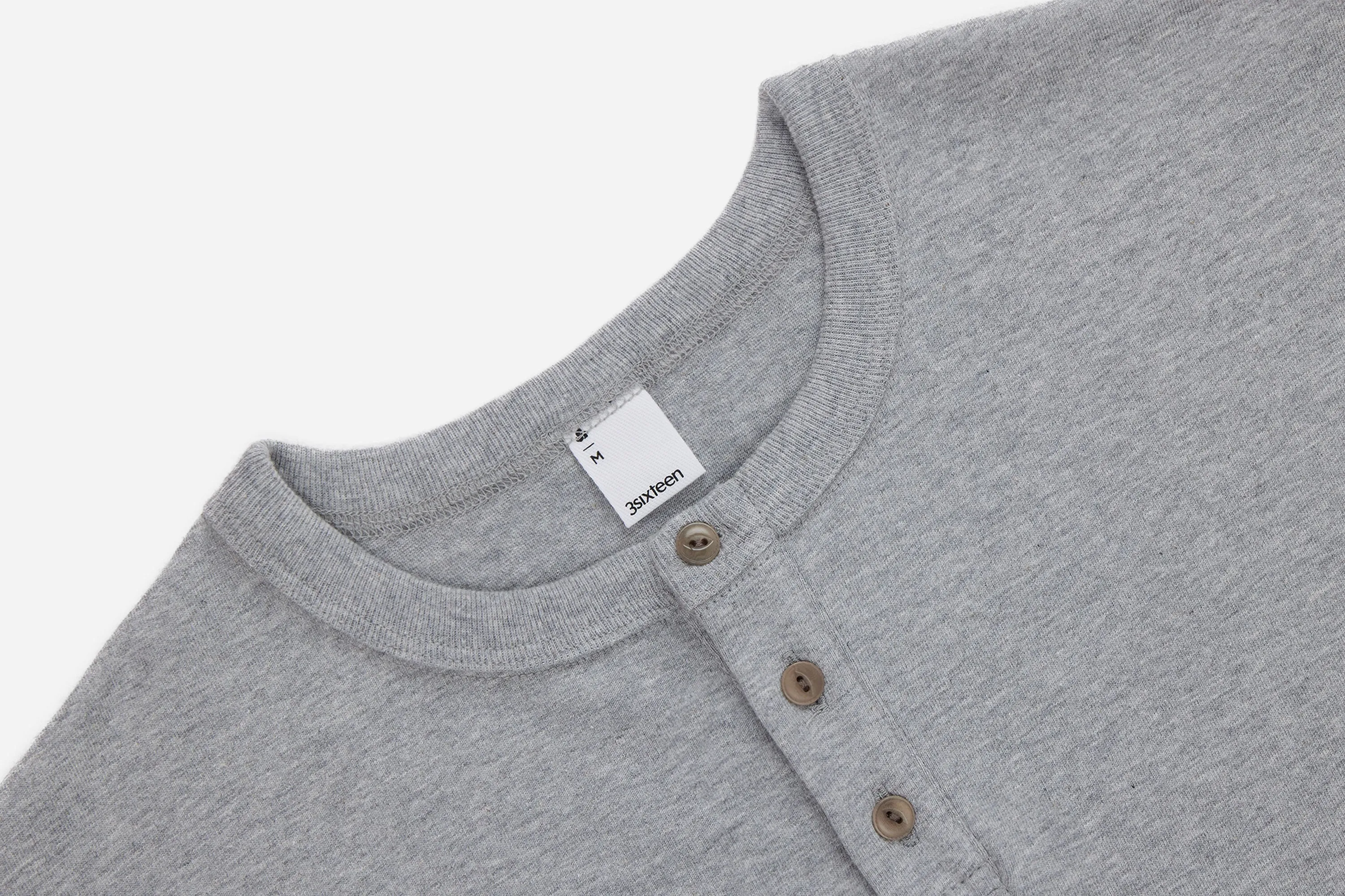 Long Sleeve Henley ~ Heather Grey