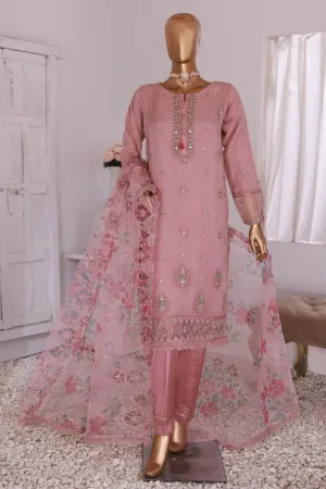 Luxe Pret By HZ Stitched 3 Piece Emb Organza Formals Collection'2024-HZK-161-Pink