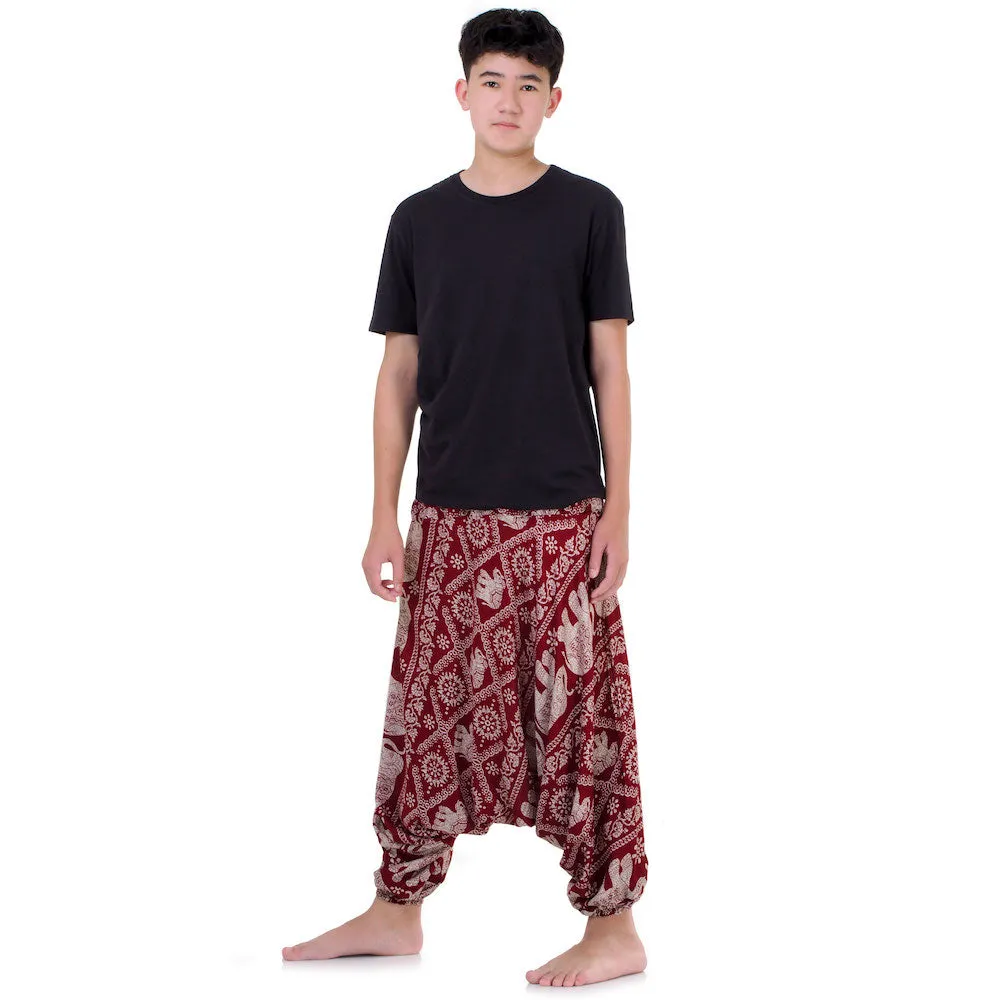 Men's Drop Crotch Elephant Harem Pants Blue
