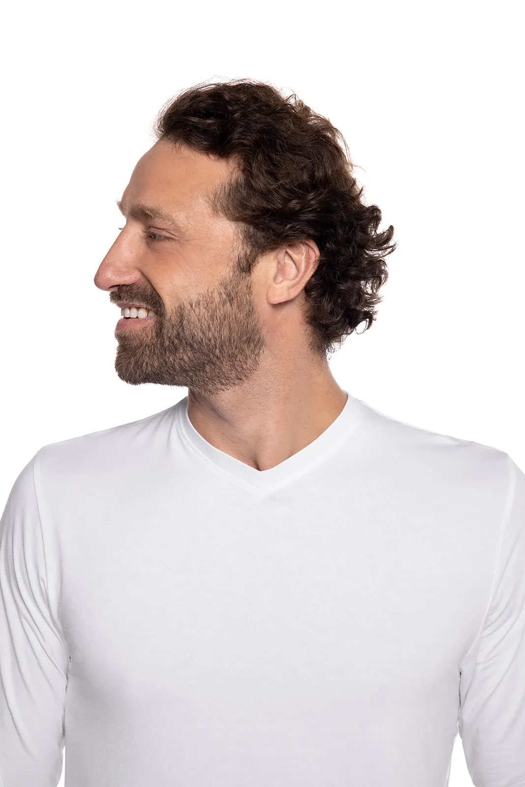 Men's Morada Everyday Long Sleeve V-Neck T-Shirt | White