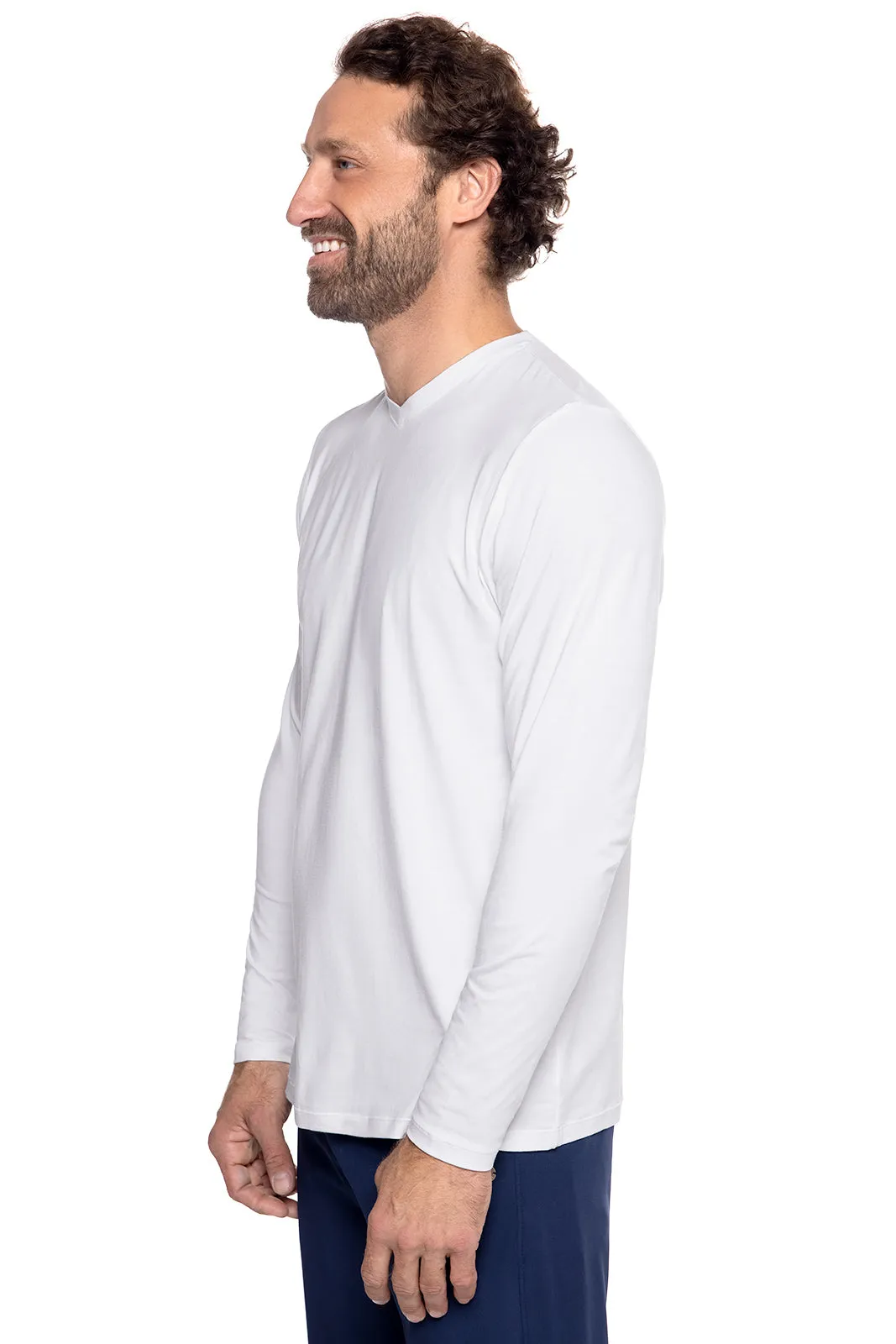 Men's Morada Everyday Long Sleeve V-Neck T-Shirt | White
