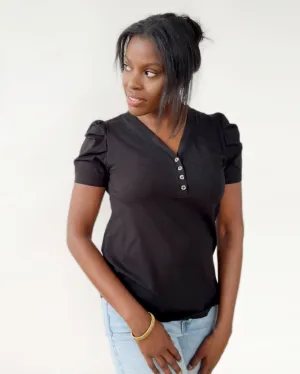 MONET henley top in Black