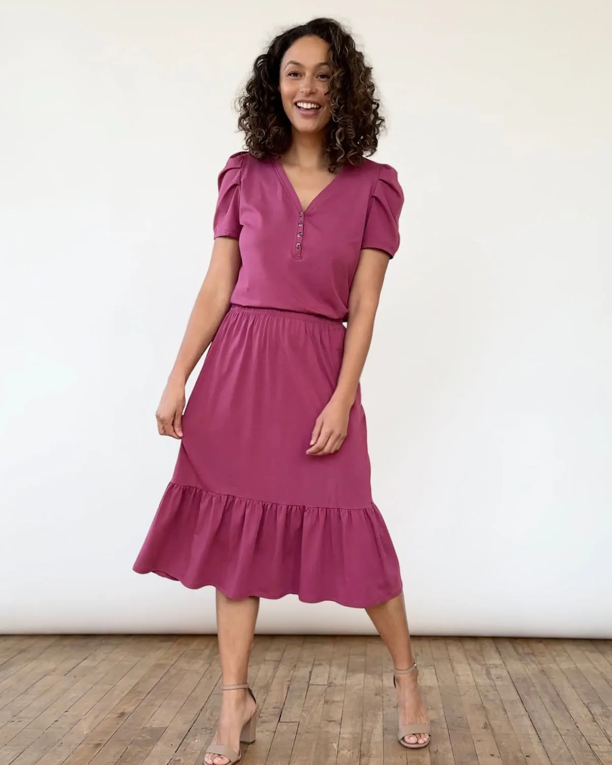 MONET henley top in Mauve Berry