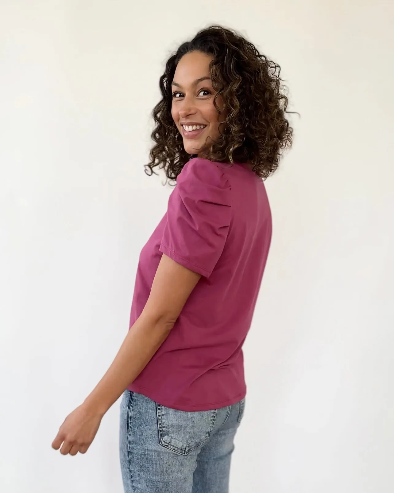 MONET henley top in Mauve Berry