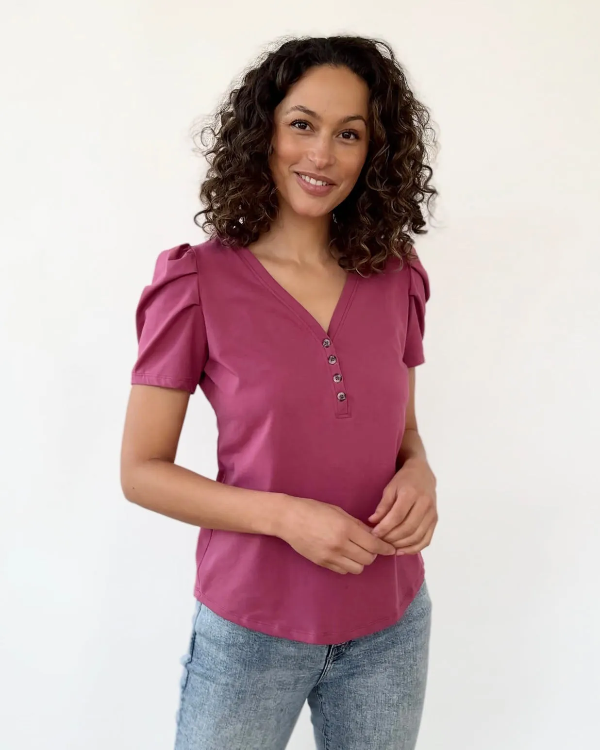 MONET henley top in Mauve Berry