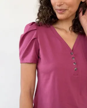 MONET henley top in Mauve Berry