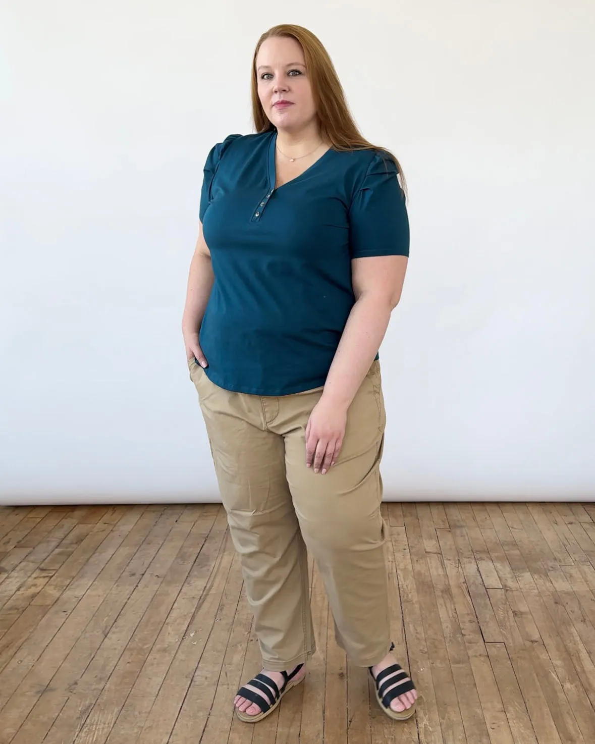 MONET henley top in Tidal Teal
