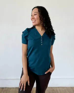 MONET henley top in Tidal Teal
