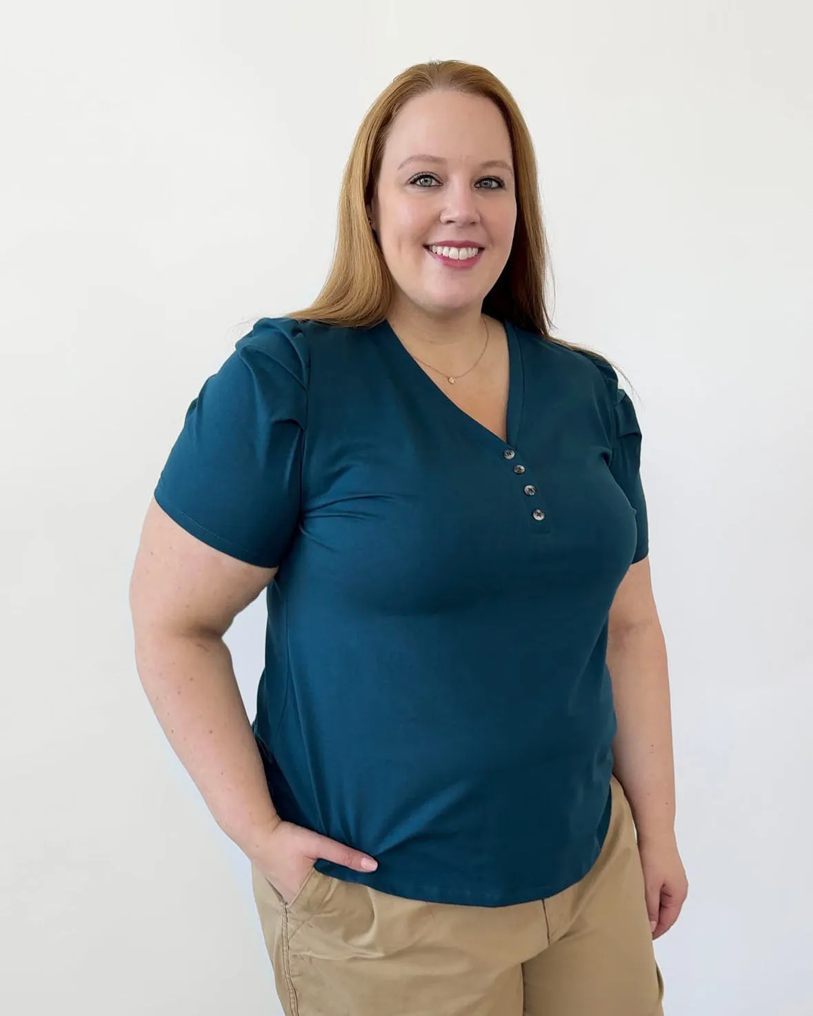 MONET henley top in Tidal Teal