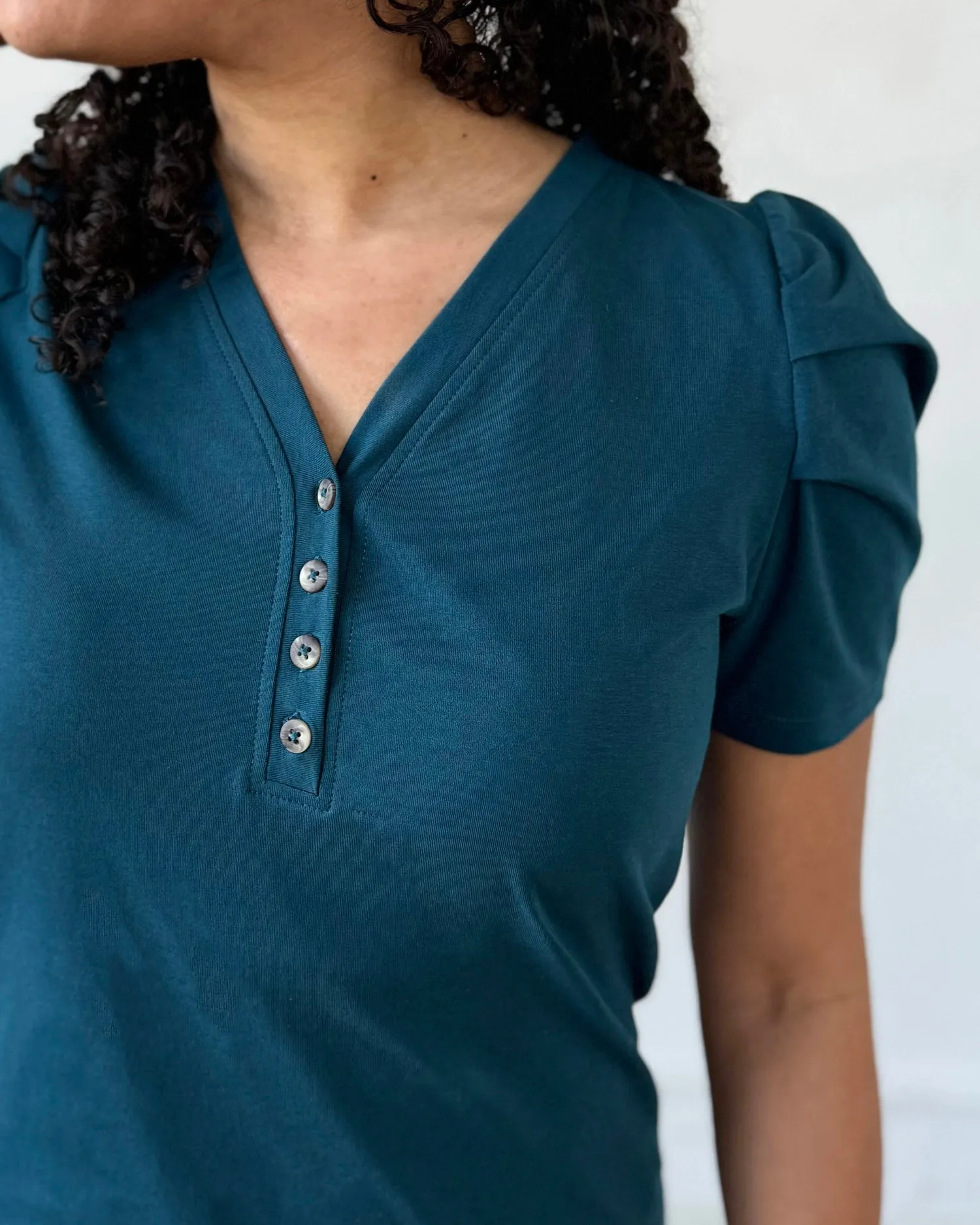 MONET henley top in Tidal Teal