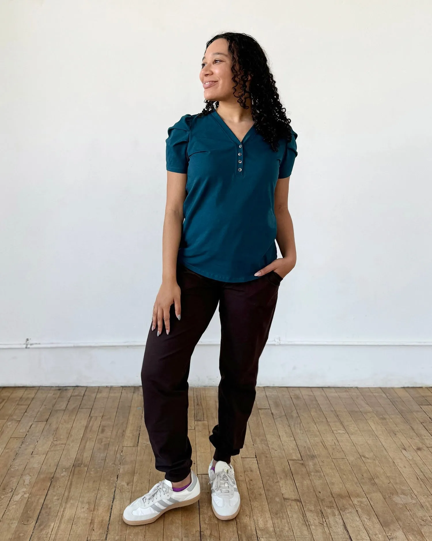 MONET henley top in Tidal Teal