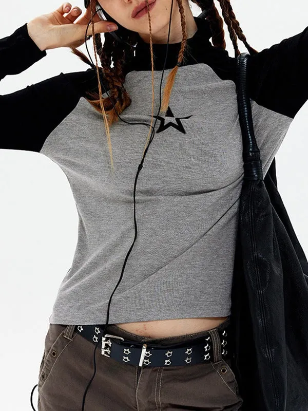 Raglan Sleeve Grunge Trendy Wing Print Crop Top