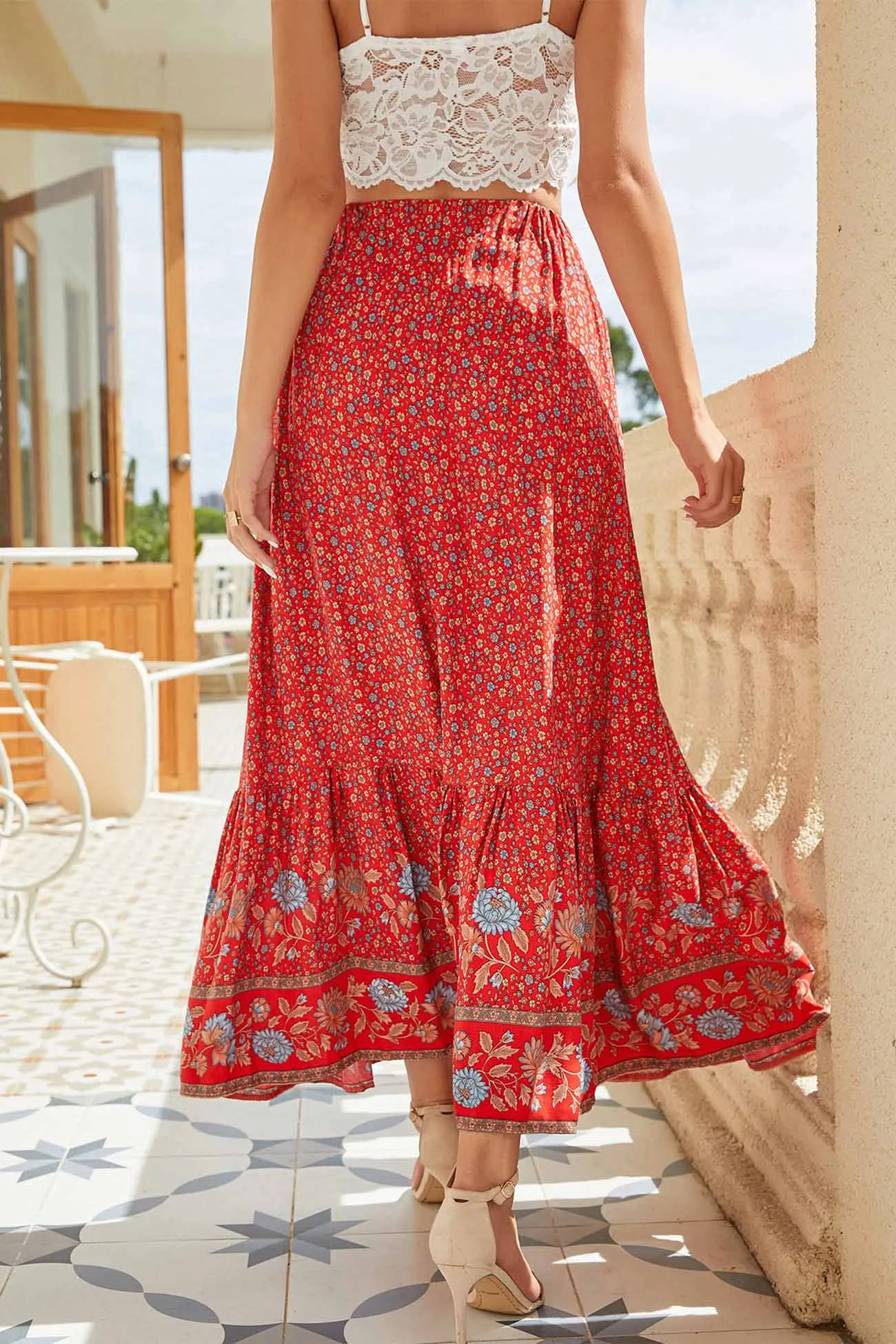 TastyHottie - Bohemian Floral Print Midi Skirt