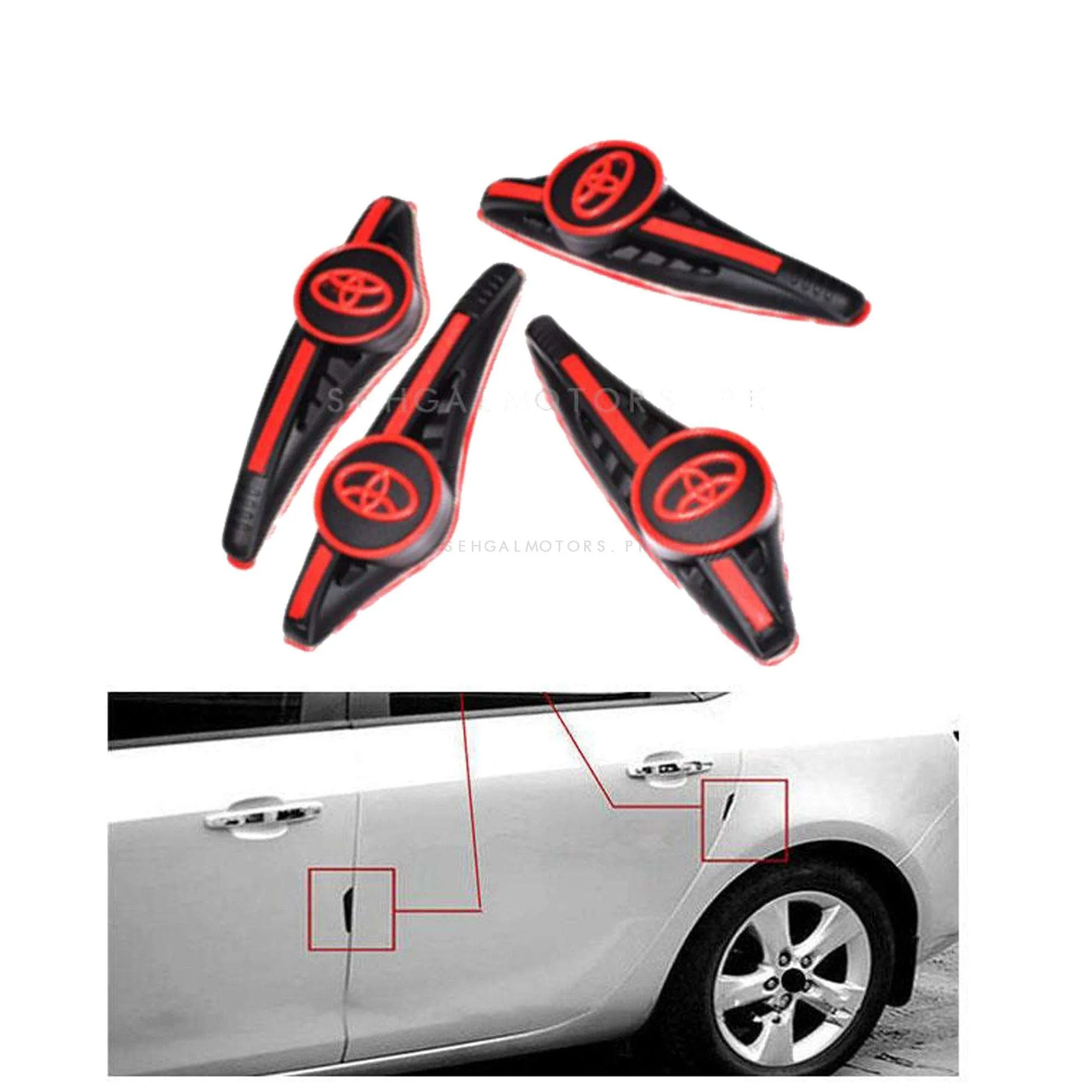 Toyota Door Guards Protector Red Black - Edge Protection Anti-Scratch Buffer Strip