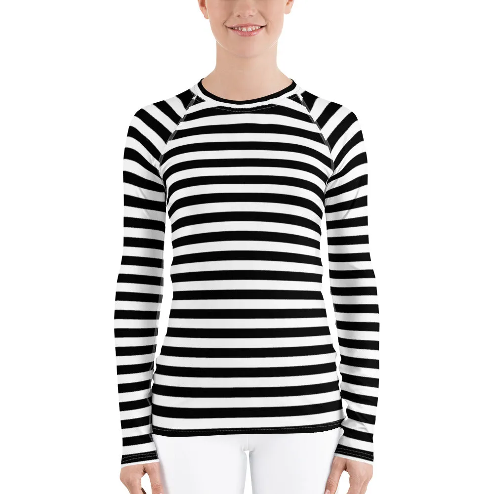 UPF 50 LONG SLEEVES RASH GUARD BLACK & WHITE