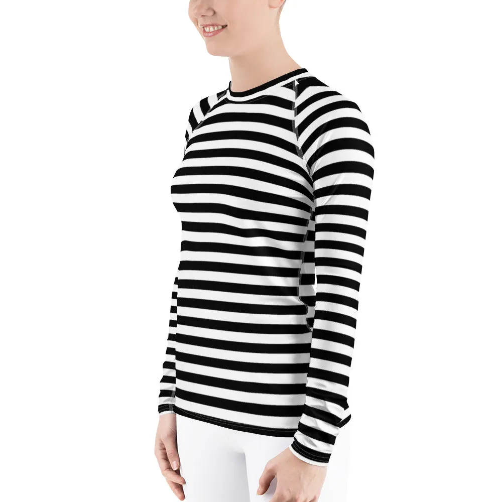 UPF 50 LONG SLEEVES RASH GUARD BLACK & WHITE